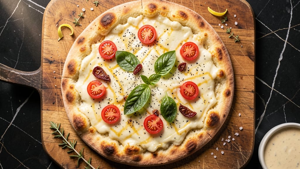 Alfredo Flatbread Pizza Recipe: Creamy Garlic Sauce on Crispy Flatbread