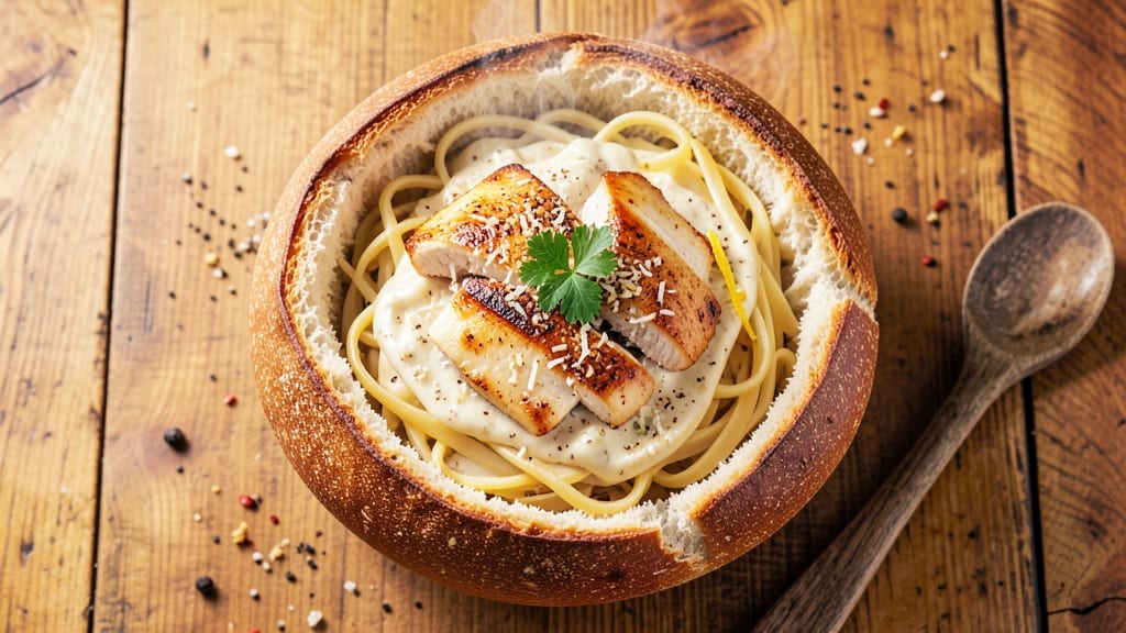 Alfredo Bread Bowl Recipe: Crispy Cheese-Crusted Comfort in One Bowl