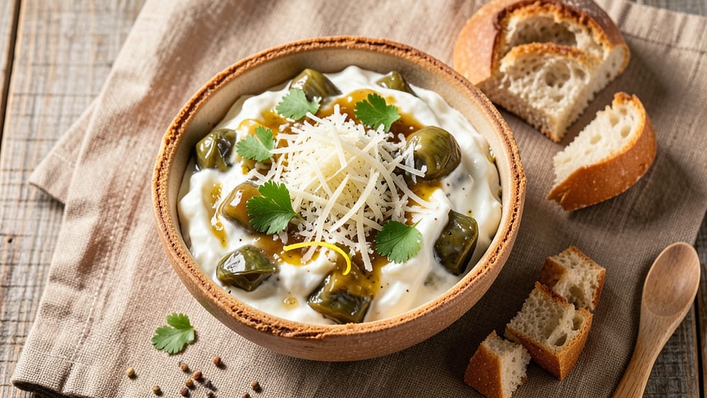 Artichoke Dip in Bread Bowl Recipe: Warm, Gooey Edges and Crunchy Bites