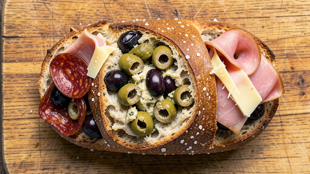 Authentic Muffuletta Bread Recipe: Layered Olive and Cheese Masterpiece